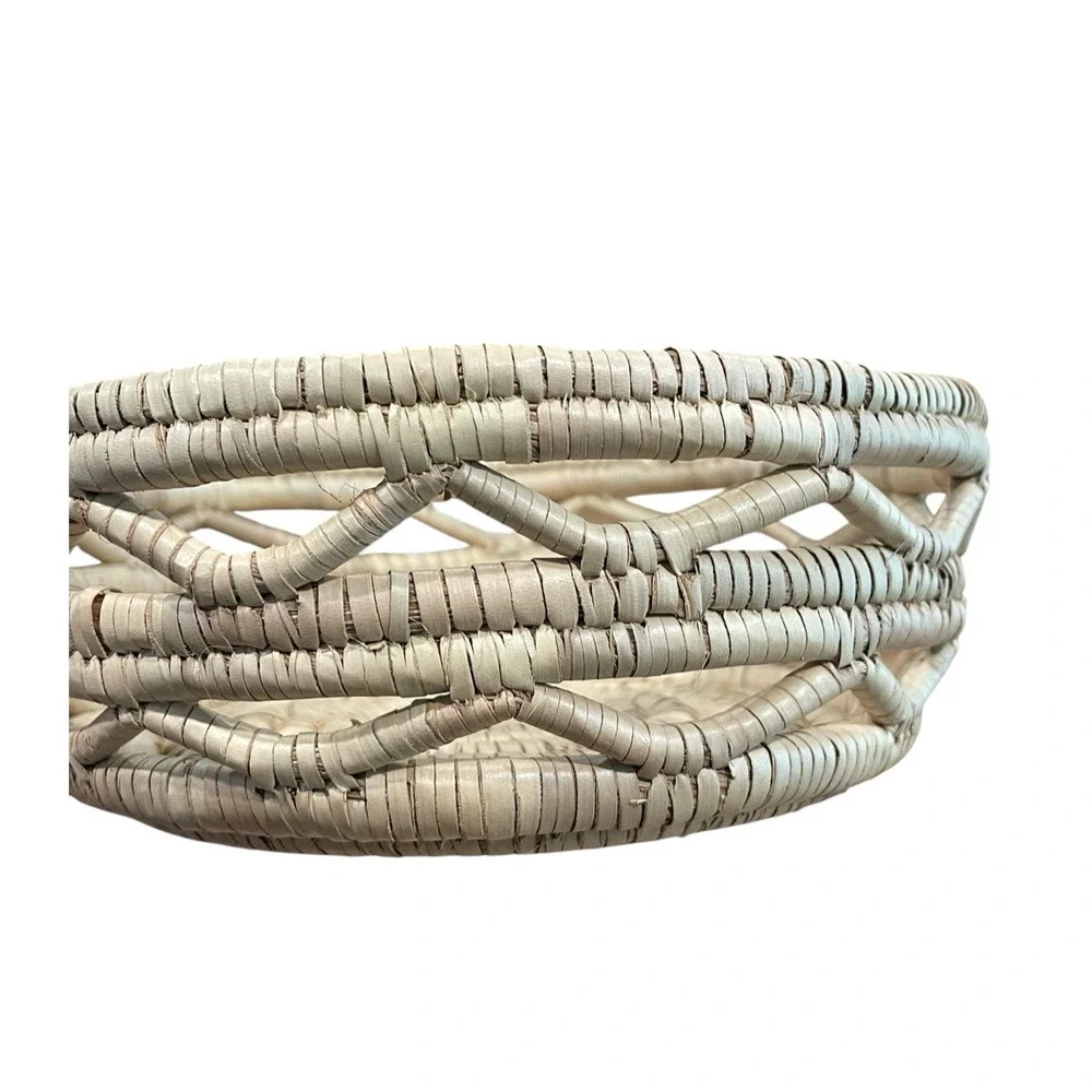 Seagrass Decorative Basket Woven Rattan Round Boho Storage Shelf Decor Console